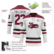 Charger l'image dans la galerie, Custom White Maroon-Black Hockey Lace Neck Jersey