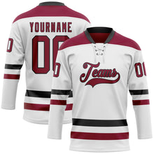 Charger l'image dans la galerie, Custom White Maroon-Black Hockey Lace Neck Jersey