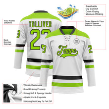 Charger l'image dans la galerie, Custom White Neon Green-Black Hockey Lace Neck Jersey