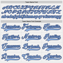 Charger l'image dans la galerie, Custom White Light Blue-Navy Hockey Lace Neck Jersey