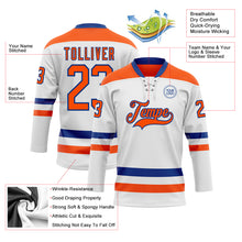 Charger l'image dans la galerie, Custom White Orange-Royal Hockey Lace Neck Jersey