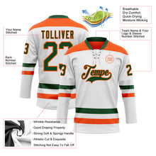 Charger l'image dans la galerie, Custom White Green-Orange Hockey Lace Neck Jersey
