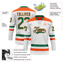 Charger l'image dans la galerie, Custom White Kelly Green-Orange Hockey Lace Neck Jersey