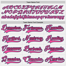 Load image into Gallery viewer, Custom White Light Blue Black-Pink Hockey Lace Neck Jersey