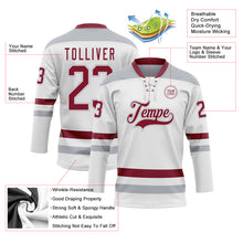 Charger l'image dans la galerie, Custom White Crimson-Gray Hockey Lace Neck Jersey