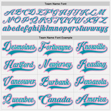 Charger l'image dans la galerie, Custom White Teal-Pink Hockey Lace Neck Jersey