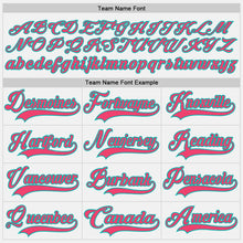 Charger l'image dans la galerie, Custom White Neon Pink-Aqua Hockey Lace Neck Jersey