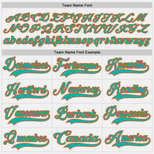 Charger l'image dans la galerie, Custom White Aqua-Orange Hockey Lace Neck Jersey