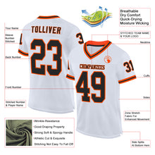 Charger l'image dans la galerie, Custom White Black-Orange Mesh Authentic Throwback Football Jersey