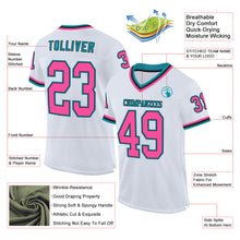 Laden Sie das Bild in den Galerie-Viewer, Custom White Pink Black-Teal Mesh Authentic Throwback Football Jersey