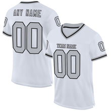 Load image into Gallery viewer, Custom White Gray-Black Mesh Authentic Throwback Football Jersey