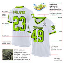 Charger l'image dans la galerie, Custom White Neon Green-Black Mesh Authentic Throwback Football Jersey
