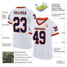 Загрузить изображение в средство просмотра галереи, Custom White Navy-Orange Mesh Authentic Throwback Football Jersey
