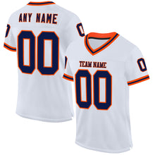 Загрузить изображение в средство просмотра галереи, Custom White Navy-Orange Mesh Authentic Throwback Football Jersey