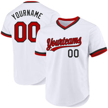 Загрузить изображение в средство просмотра галереи, Custom White Red-Black Authentic Throwback Baseball Jersey