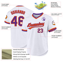 Загрузить изображение в средство просмотра галереи, Custom White Purple-Orange Authentic Throwback Baseball Jersey