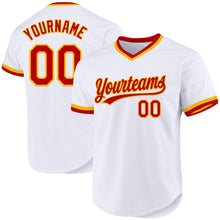 Загрузить изображение в средство просмотра галереи, Custom White Red-Gold Authentic Throwback Baseball Jersey