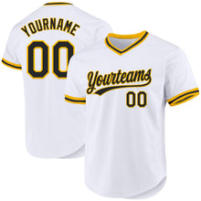 Загрузить изображение в средство просмотра галереи, Custom White Black-Gold Authentic Throwback Baseball Jersey