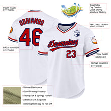 Загрузить изображение в средство просмотра галереи, Custom White Red-Navy Authentic Throwback Baseball Jersey