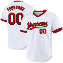 Загрузить изображение в средство просмотра галереи, Custom White Red-Black Authentic Throwback Baseball Jersey