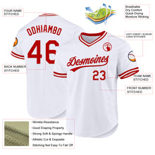 Загрузить изображение в средство просмотра галереи, Custom White Red Authentic Throwback Baseball Jersey