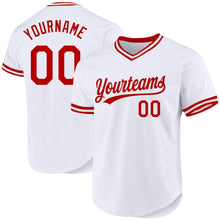 Загрузить изображение в средство просмотра галереи, Custom White Red Authentic Throwback Baseball Jersey