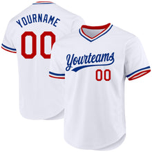 Загрузить изображение в средство просмотра галереи, Custom White Red-Royal Authentic Throwback Baseball Jersey