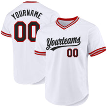 Загрузить изображение в средство просмотра галереи, Custom White Black Red-Gray Authentic Throwback Baseball Jersey