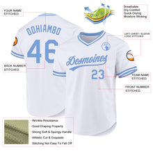 Загрузить изображение в средство просмотра галереи, Custom White Light Blue Authentic Throwback Baseball Jersey