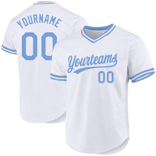 Загрузить изображение в средство просмотра галереи, Custom White Light Blue Authentic Throwback Baseball Jersey
