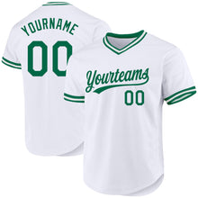 Загрузить изображение в средство просмотра галереи, Custom White Kelly Green Authentic Throwback Baseball Jersey