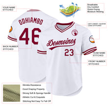 Загрузить изображение в средство просмотра галереи, Custom White Maroon Authentic Throwback Baseball Jersey