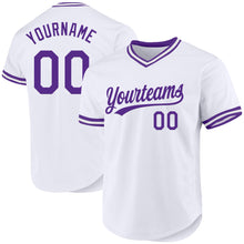 Загрузить изображение в средство просмотра галереи, Custom White Purple Authentic Throwback Baseball Jersey