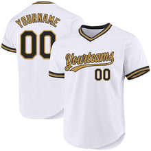 Загрузить изображение в средство просмотра галереи, Custom White Black-Old Gold Authentic Throwback Baseball Jersey