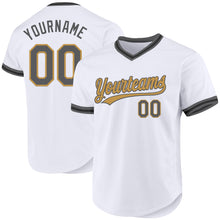 Загрузить изображение в средство просмотра галереи, Custom White Steel Gray Old Gold-Black Authentic Throwback Baseball Jersey