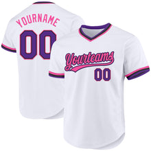Загрузить изображение в средство просмотра галереи, Custom White Purple Black-Pink Authentic Throwback Baseball Jersey