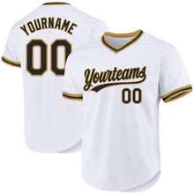 Загрузить изображение в средство просмотра галереи, Custom White Black-Old Gold Authentic Throwback Baseball Jersey