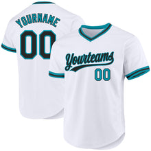 Загрузить изображение в средство просмотра галереи, Custom White Black-Teal Authentic Throwback Baseball Jersey