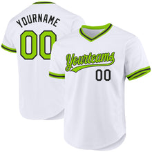 Загрузить изображение в средство просмотра галереи, Custom White Neon Green-Black Authentic Throwback Baseball Jersey