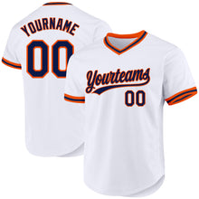 Загрузить изображение в средство просмотра галереи, Custom White Navy-Orange Authentic Throwback Baseball Jersey