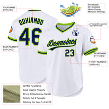 Загрузить изображение в средство просмотра галереи, Custom White Navy-Neon Green Authentic Throwback Baseball Jersey