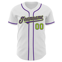 Загрузить изображение в средство просмотра галереи, Custom White Purple-Neon Green Authentic Baseball Jersey