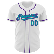 Загрузить изображение в средство просмотра галереи, Custom White Teal-Purple Authentic Baseball Jersey