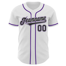 Загрузить изображение в средство просмотра галереи, Custom White Black-Purple Authentic Baseball Jersey
