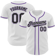 Загрузить изображение в средство просмотра галереи, Custom White Black-Purple Authentic Baseball Jersey