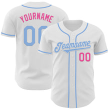 Загрузить изображение в средство просмотра галереи, Custom White Light Blue-Pink Authentic Baseball Jersey