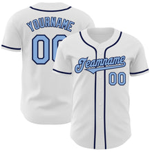 Загрузить изображение в средство просмотра галереи, Custom White Light Blue-Navy Authentic Baseball Jersey