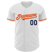 Загрузить изображение в средство просмотра галереи, Custom White Navy Gray-Orange Authentic Baseball Jersey