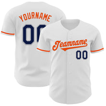 Загрузить изображение в средство просмотра галереи, Custom White Navy Gray-Orange Authentic Baseball Jersey