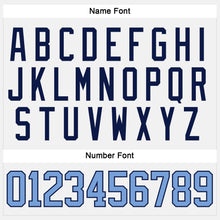 Load image into Gallery viewer, Custom White Light Blue-Navy Hockey Jersey
